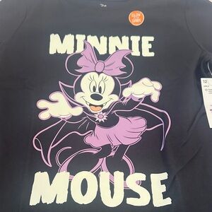 Disney Minnie Mouse Kids Long Sleeve Tee - Black and Purple